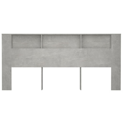 Concrete Grey Headboard Cabinet - 220x18.5x104.5 cm, Stylish Storage