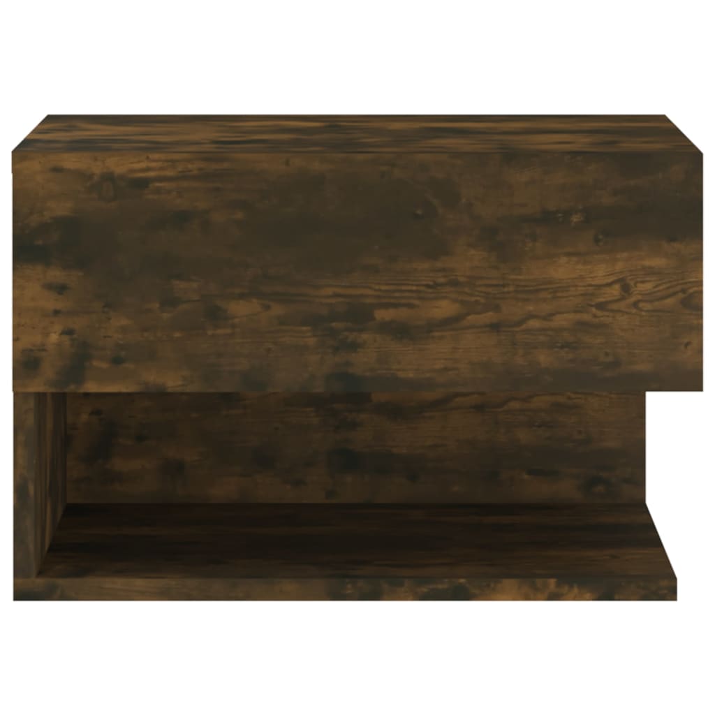 Smoked Oak Wall-Mounted Bedside Cabinets 2pcs - Modern Style