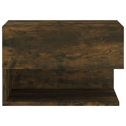 Smoked Oak Wall-Mounted Bedside Cabinets 2pcs - Modern Style
