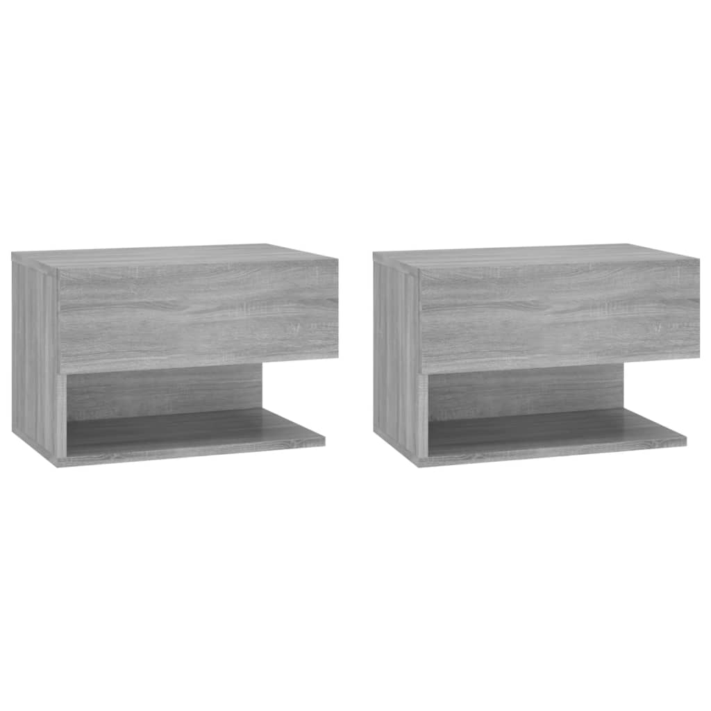 Grey Sonoma Wall-Mounted Bedside Cabinets, Set of 2 – Stylish & Space-Saving