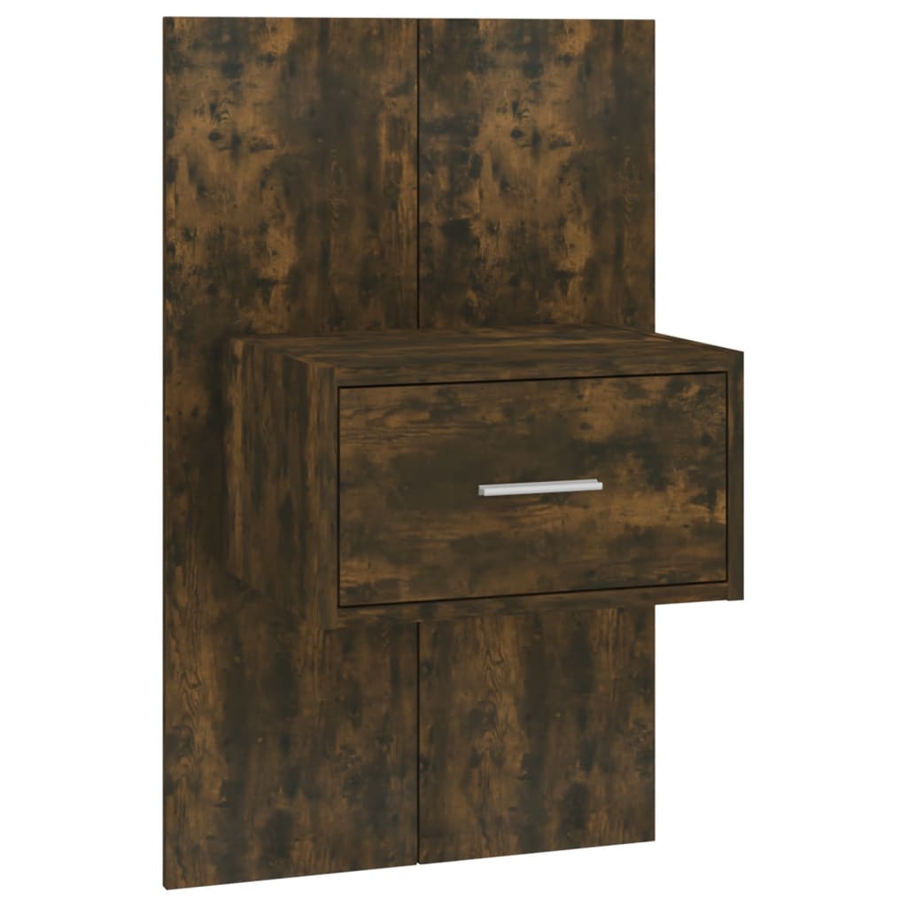 Smoked Oak Wall-Mounted Bedside Cabinet - Sleek & Stylish Design