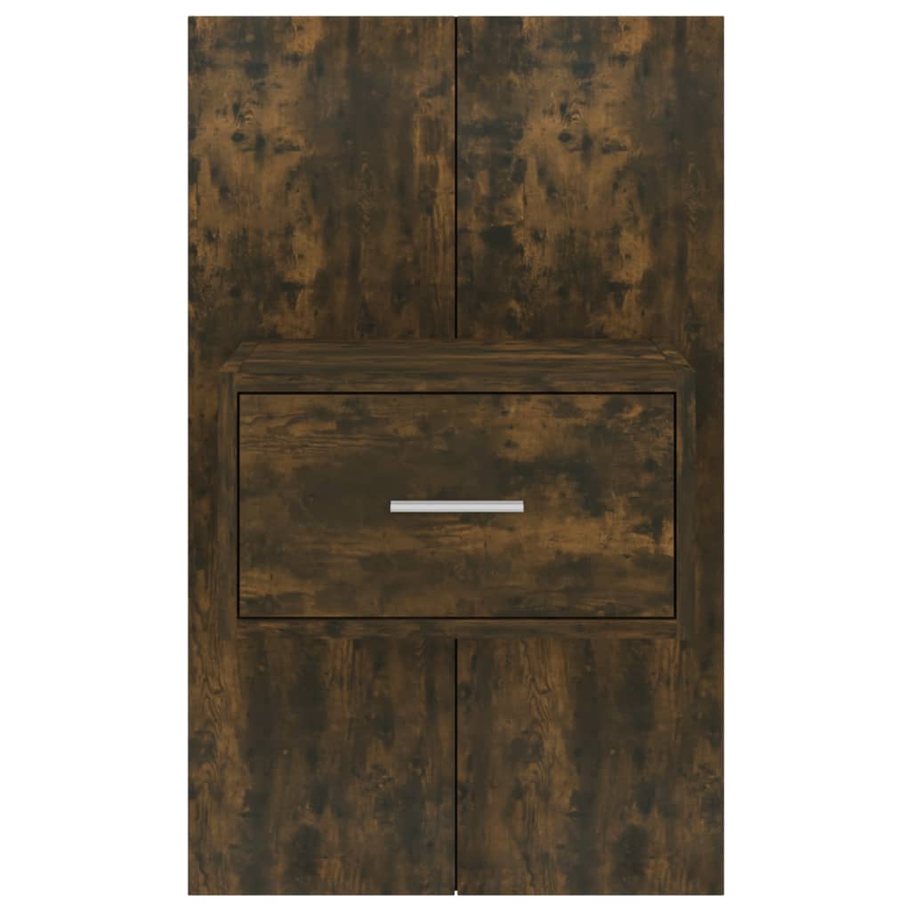 Smoked Oak Wall-Mounted Bedside Cabinet - Sleek & Stylish Design