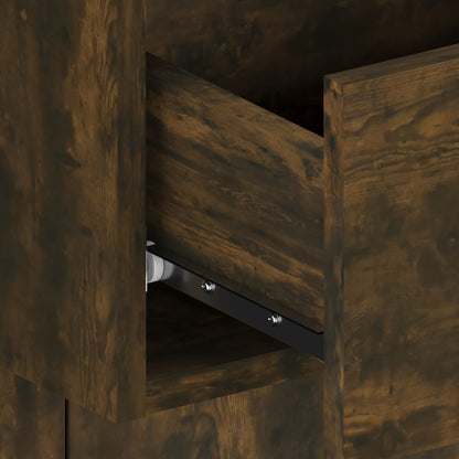 Smoked Oak Wall-Mounted Bedside Cabinet - Sleek & Stylish Design