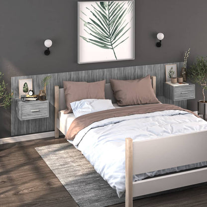 Grey Sonoma Wall-Mounted Bedside Cabinet - Stylish & Space-Saving