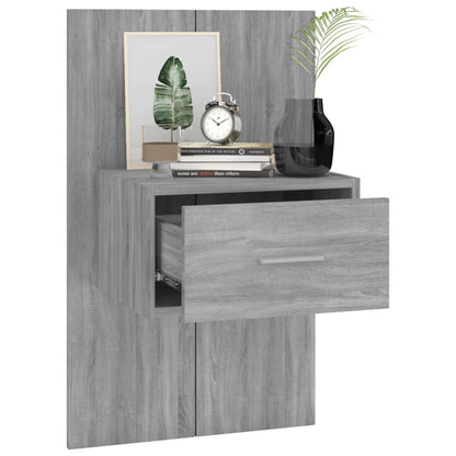 Grey Sonoma Wall-Mounted Bedside Cabinet - Stylish & Space-Saving