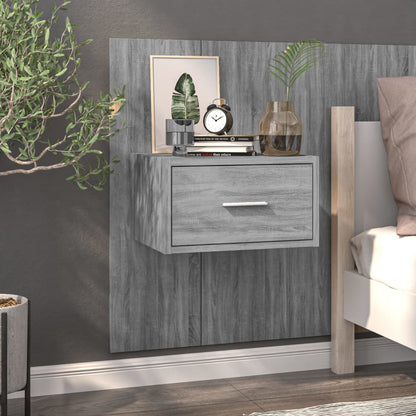 Grey Sonoma Wall-Mounted Bedside Cabinet - Stylish & Space-Saving