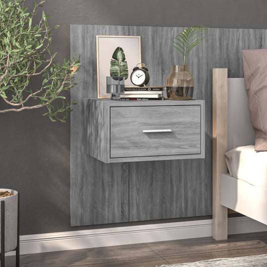 Grey Sonoma Wall-Mounted Bedside Cabinet - Stylish & Space-Saving