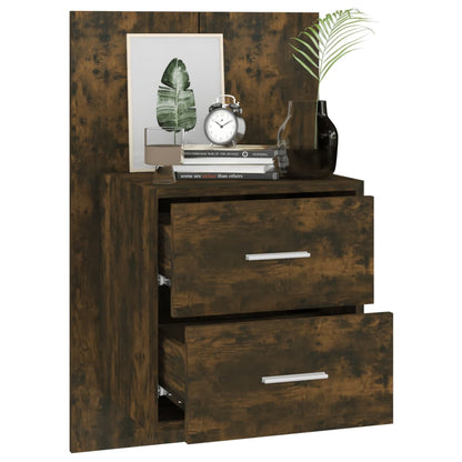 Smoked Oak Wall-Mounted Bedside Cabinet - Sleek & Stylish Storage
