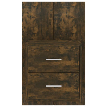Smoked Oak Wall-Mounted Bedside Cabinet - Sleek & Stylish Storage