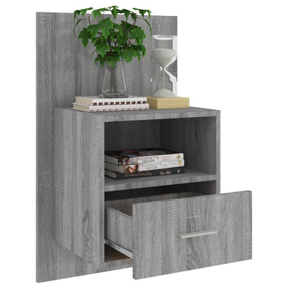Grey Sonoma Wall-Mounted Bedside Cabinet - Stylish & Space-Saving