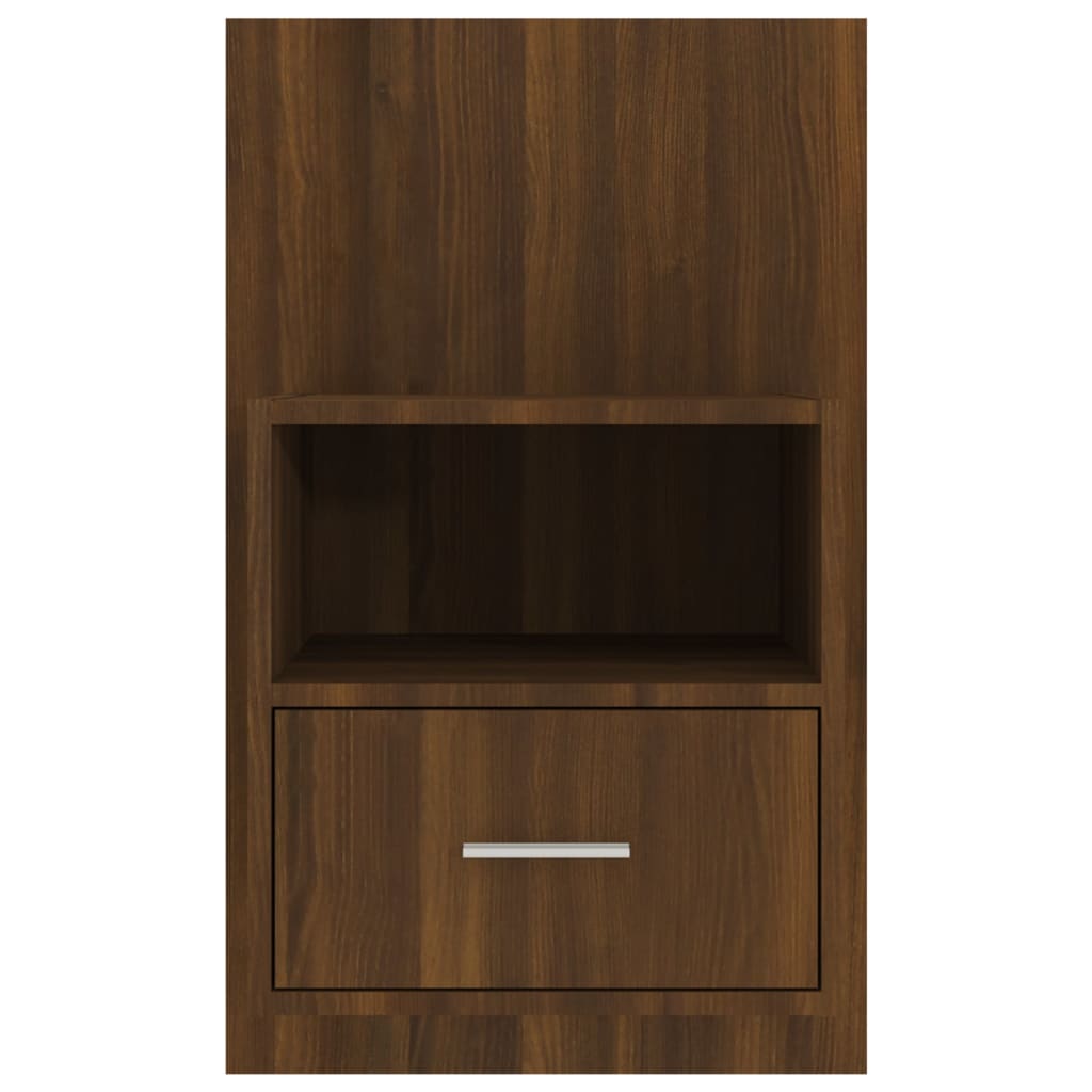 Brown Oak Wall-Mounted Bedside Cabinet - Space-Saving Elegance