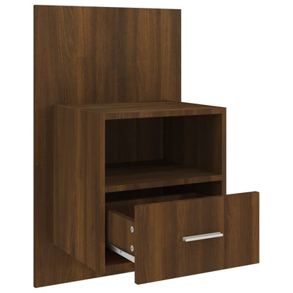 Brown Oak Wall-Mounted Bedside Cabinet - Space-Saving Elegance