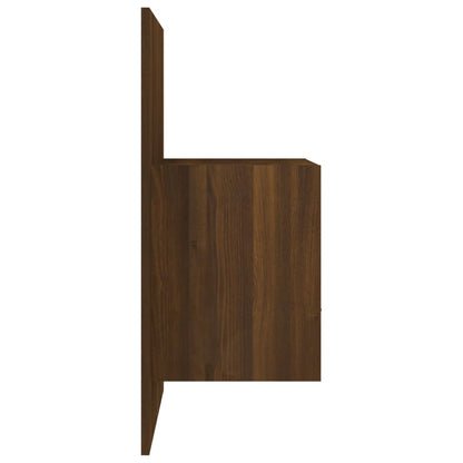 Brown Oak Wall-Mounted Bedside Cabinet - Space-Saving Elegance