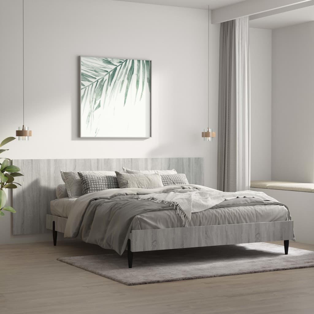 Grey Sonoma Engineered Wood Wall Headboard 240x80 cm