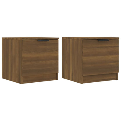 Brown Oak Bedside Cabinets Set of 2 - 40x39x40 cm