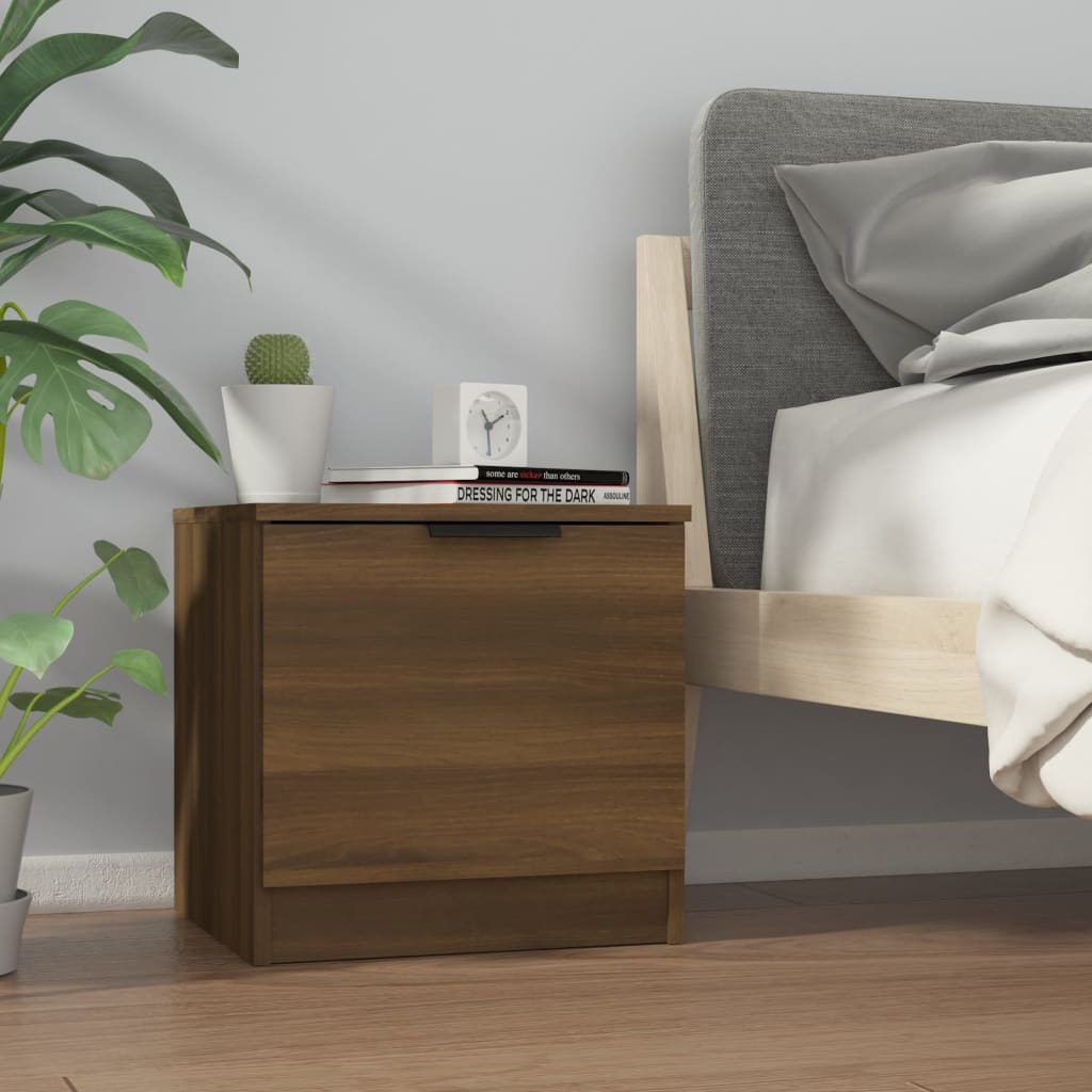 Brown Oak Bedside Cabinets Set of 2 - 40x39x40 cm