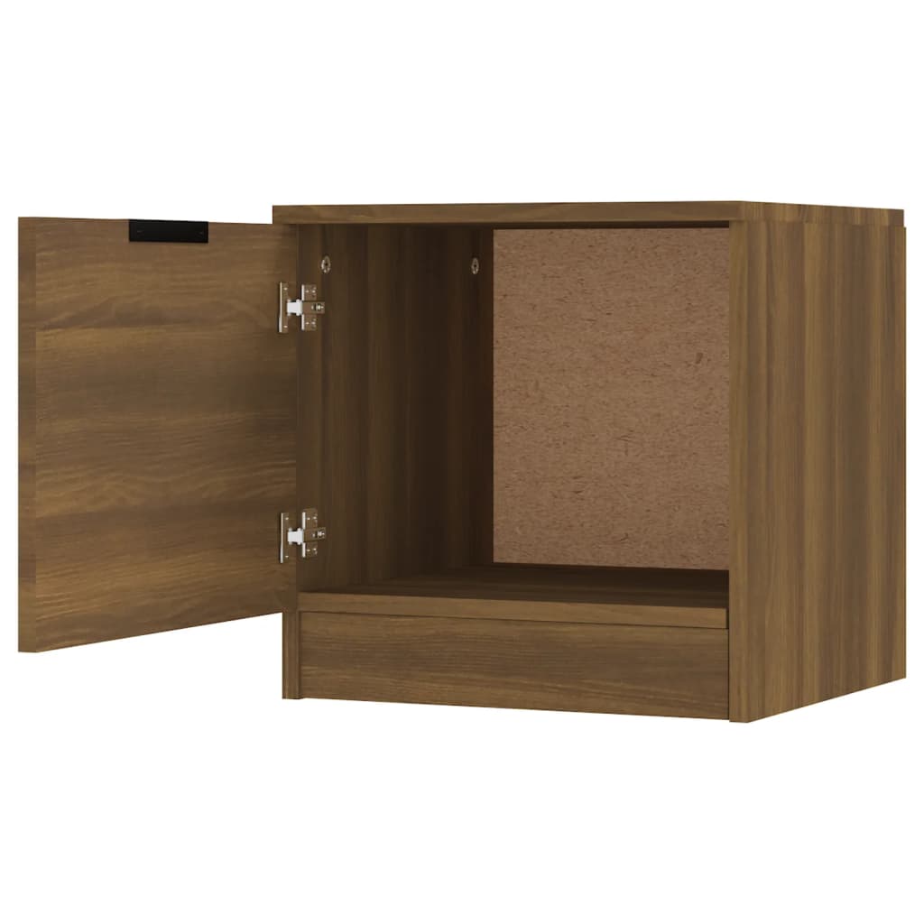 Brown Oak Bedside Cabinets Set of 2 - 40x39x40 cm