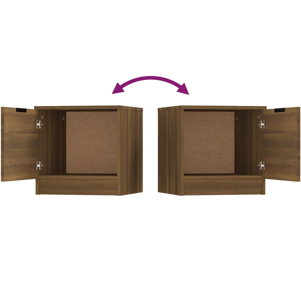 Brown Oak Bedside Cabinets Set of 2 - 40x39x40 cm