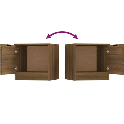 Brown Oak Bedside Cabinets Set of 2 - 40x39x40 cm