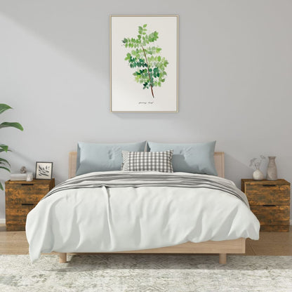 Smoked Oak Bedside Cabinets Set of 2 - Engineered Wood Elegance