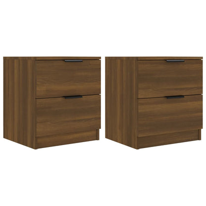 Brown Oak Bedside Cabinets, 2 Pcs, Engineered Wood Elegance
