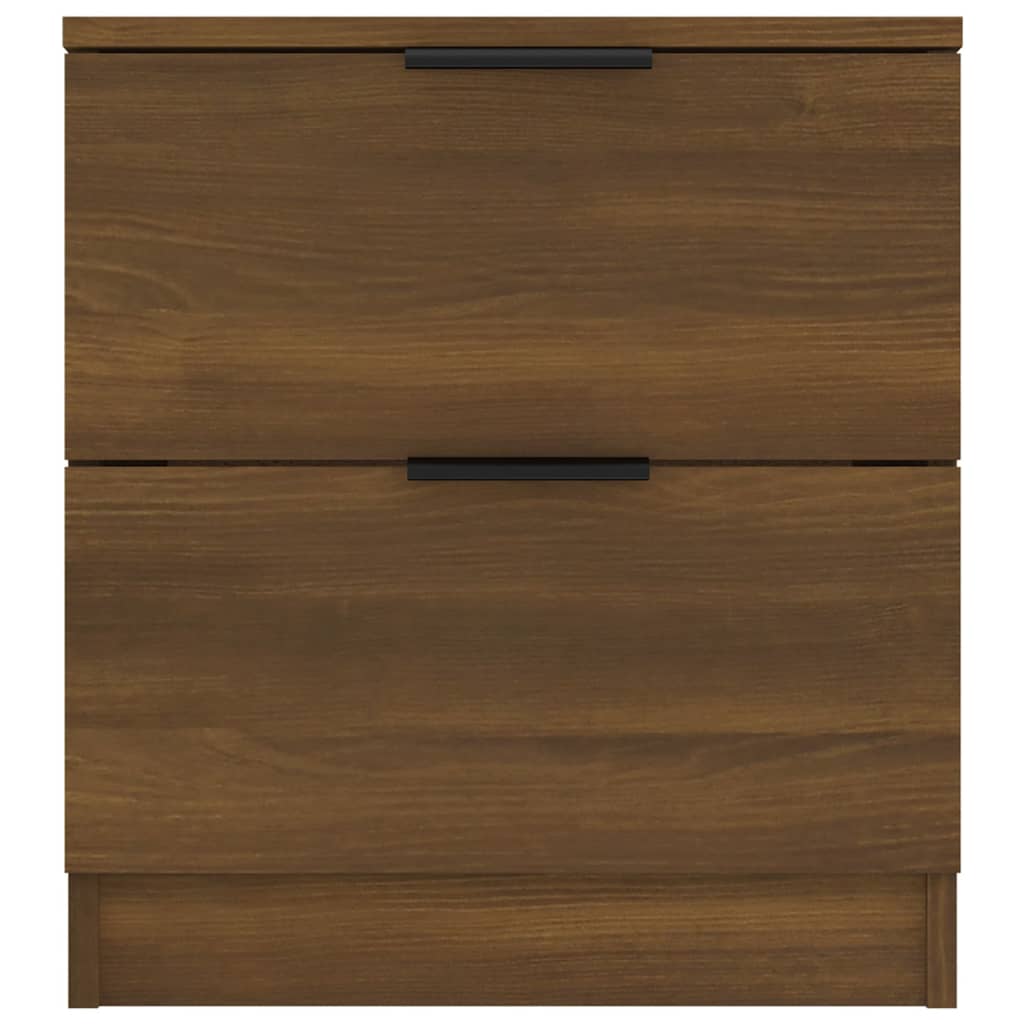 Brown Oak Bedside Cabinets, 2 Pcs, Engineered Wood Elegance