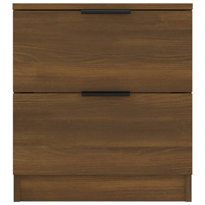 Brown Oak Bedside Cabinets, 2 Pcs, Engineered Wood Elegance
