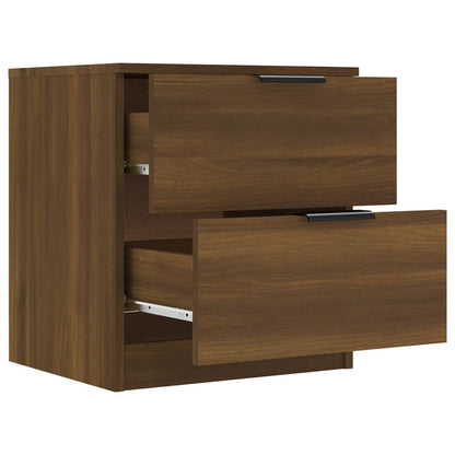 Brown Oak Bedside Cabinets, 2 Pcs, Engineered Wood Elegance