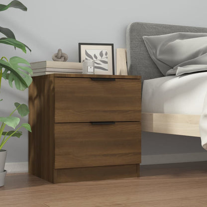 Brown Oak Bedside Cabinets, 2 Pcs, Engineered Wood Elegance