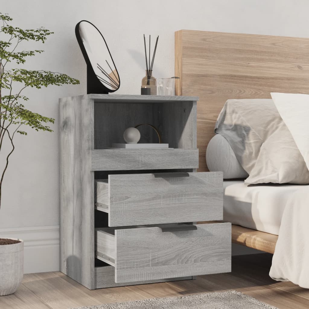 Grey Sonoma Engineered Wood Bedside Cabinet - Stylish & Durable