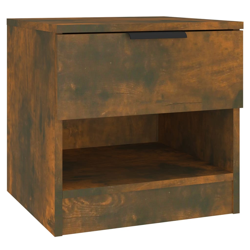 Smoked Oak Engineered Wood Bedside Cabinet - Elegant & Stylish