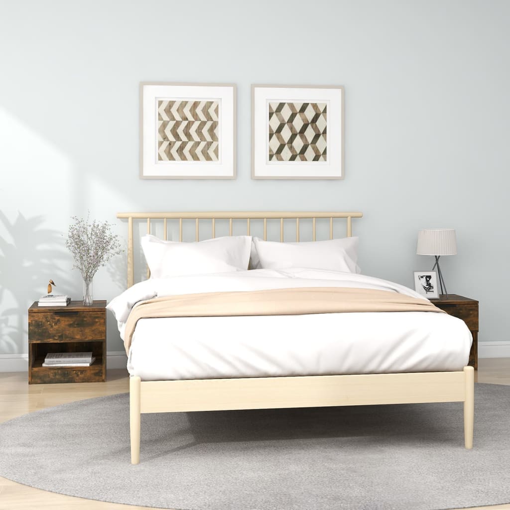 Smoked Oak Engineered Wood Bedside Cabinets, Set of 2