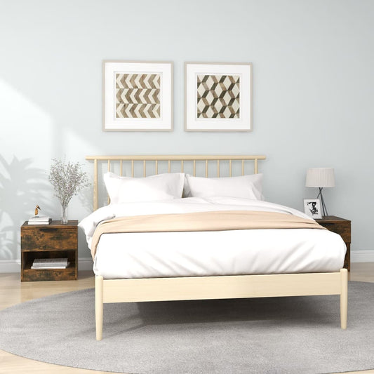 Smoked Oak Engineered Wood Bedside Cabinets, Set of 2