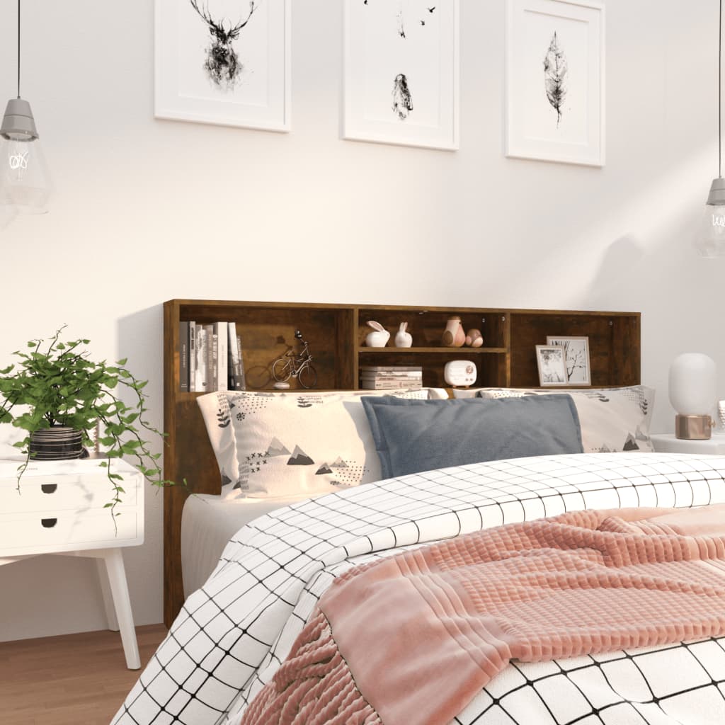 Smoked Oak Headboard Cabinet 180x19x103.5 cm - Stylish Storage Solution