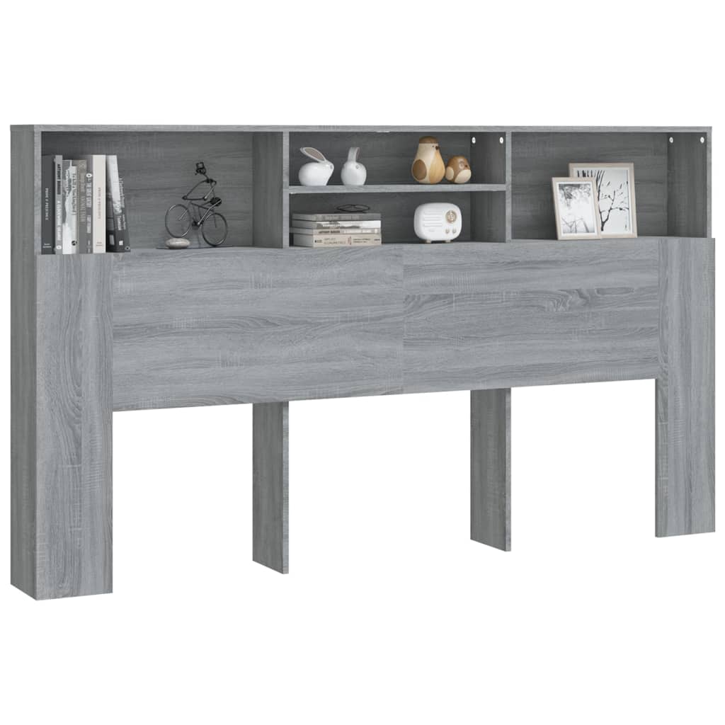 Grey Sonoma Headboard Cabinet - 180x19x103.5cm, Stylish Storage Solution