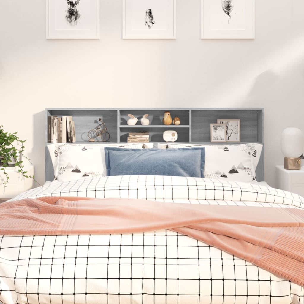 Grey Sonoma Headboard Cabinet - 180x19x103.5cm, Stylish Storage Solution
