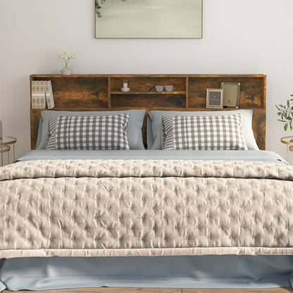 Smoked Oak Headboard Cabinet 200x19x103.5 cm - Stylish Storage Solution