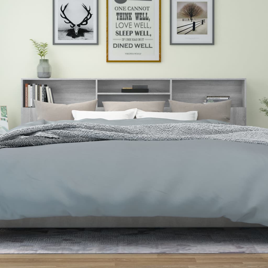 Grey Sonoma Headboard Cabinet - 220x19x103.5 cm - Stylish Storage