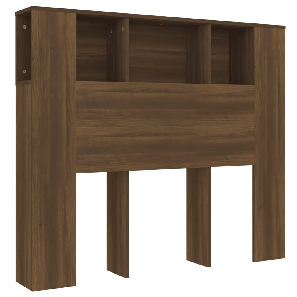 Brown Oak Headboard Cabinet - 120x18.5x102.5 cm Elegant Design