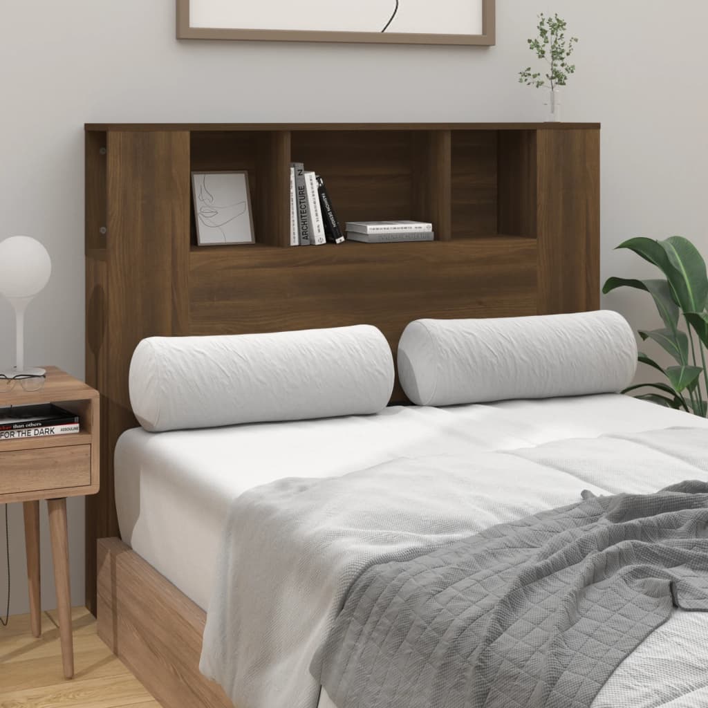 Brown Oak Headboard Cabinet - 120x18.5x102.5 cm Elegant Design