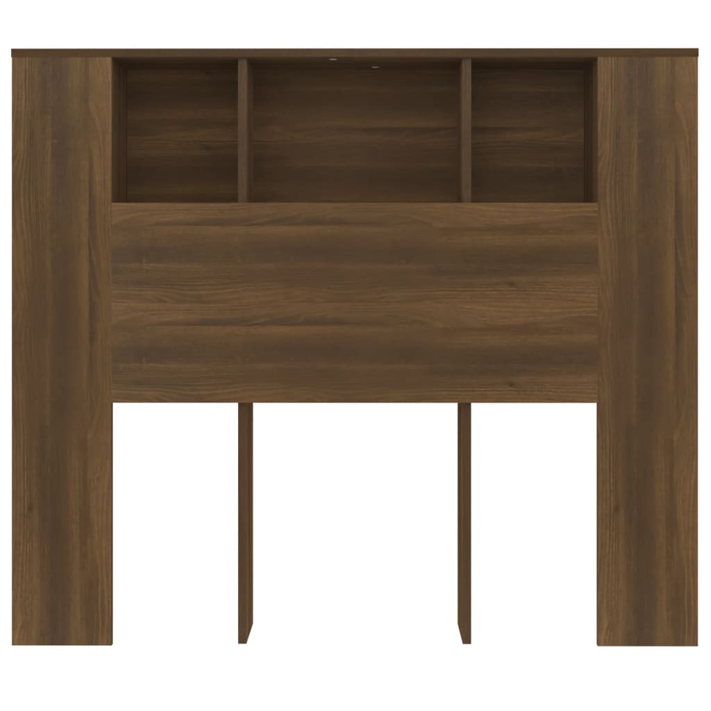 Brown Oak Headboard Cabinet - 120x18.5x102.5 cm Elegant Design