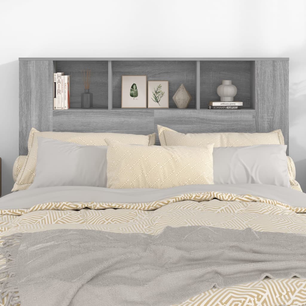 Grey Sonoma Headboard Cabinet - 140x18.5x104.5 cm Wood Finish