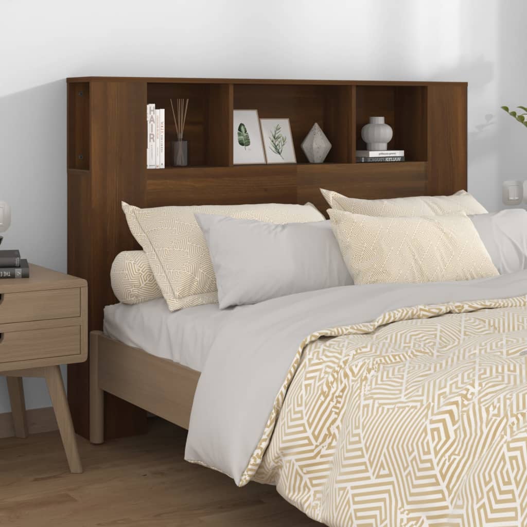 Brown Oak Headboard Cabinet, 140x18.5x104.5 cm - Stylish & Durable