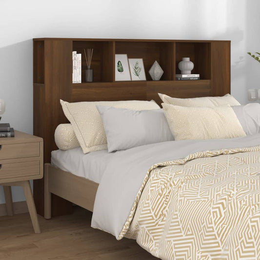 Brown Oak Headboard Cabinet, 140x18.5x104.5 cm - Stylish & Durable