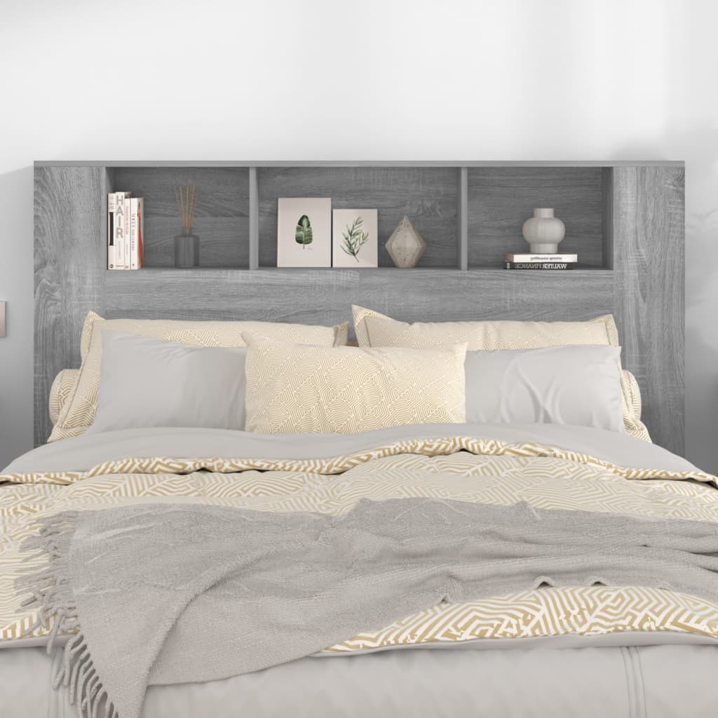 Elegant Grey Sonoma Headboard Cabinet - 160x18.5x104.5 cm