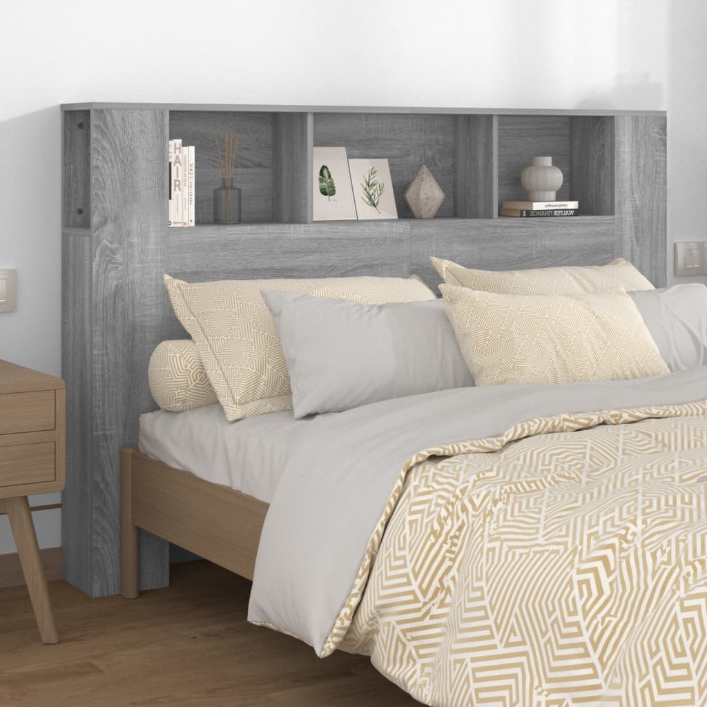 Elegant Grey Sonoma Headboard Cabinet - 160x18.5x104.5 cm