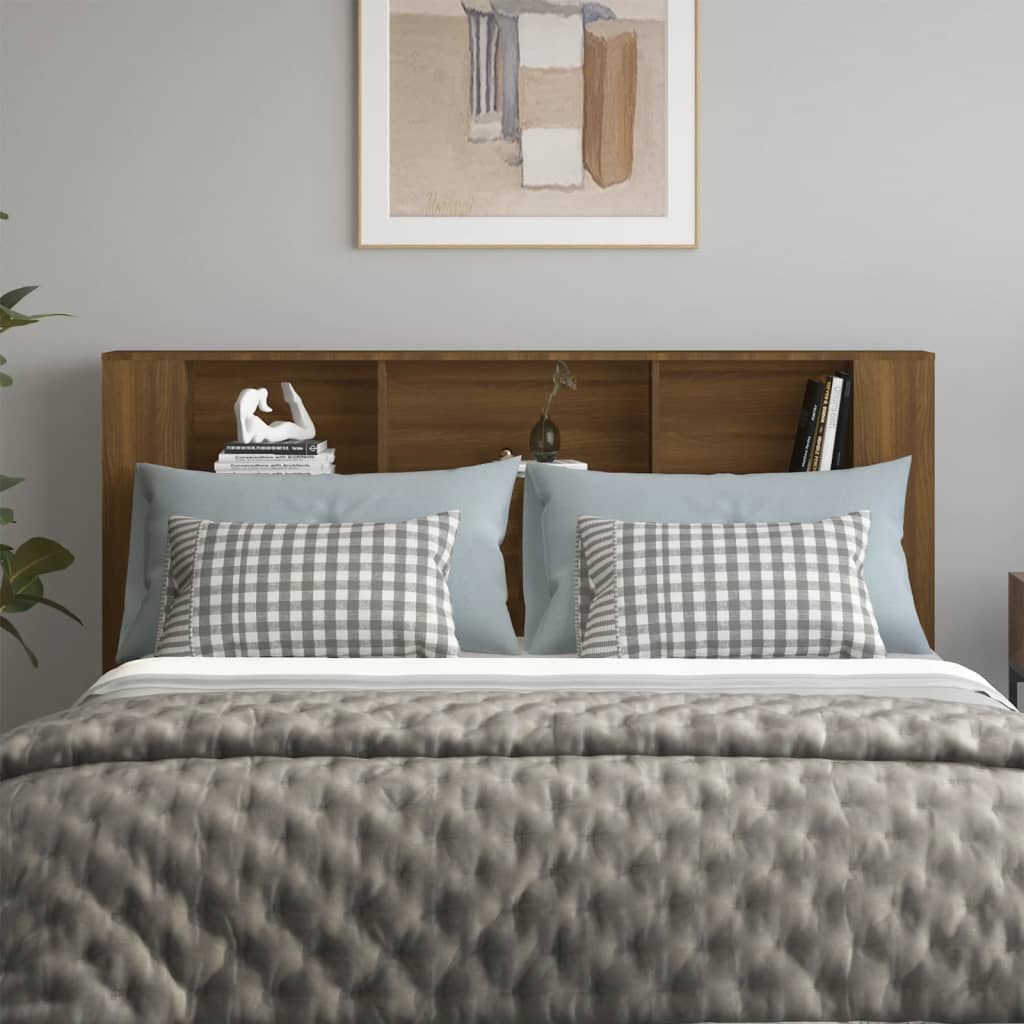 Brown Oak Headboard Cabinet 180x18.5x104.5 cm - Stylish & Functional