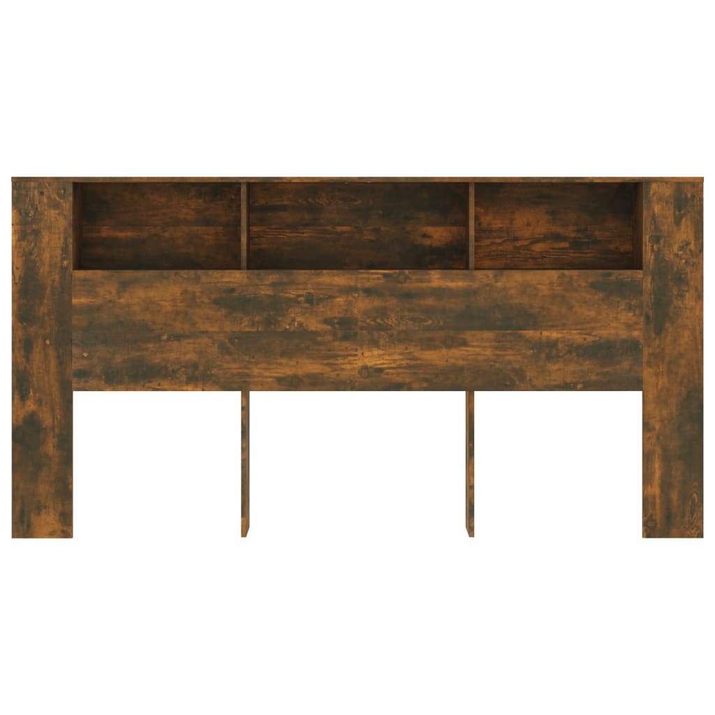 Smoked Oak Headboard Cabinet - 200x18.5x104.5 cm Stylish Storage