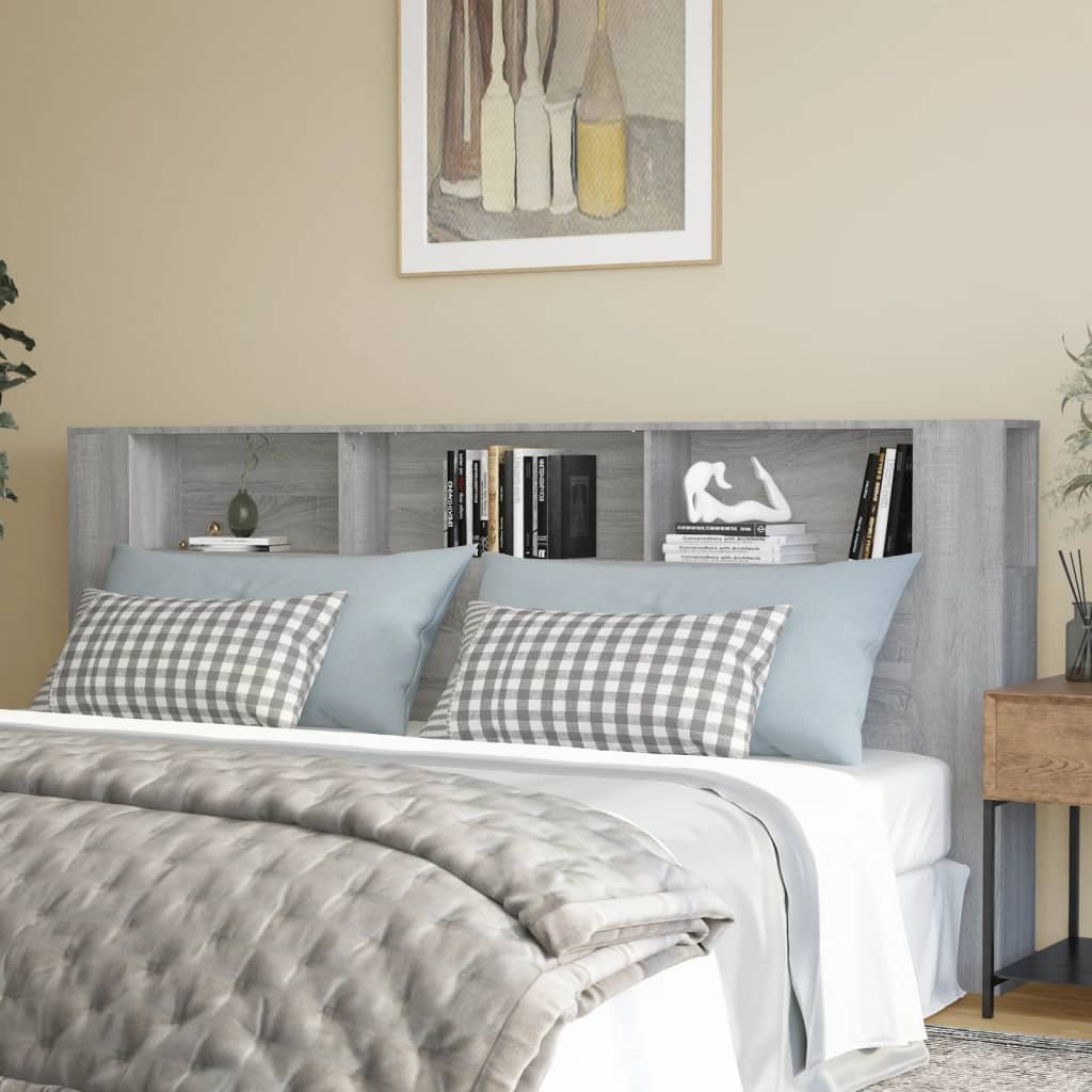 Grey Sonoma Headboard Cabinet, 220x18.5x104.5 cm - Stylish Storage Solution