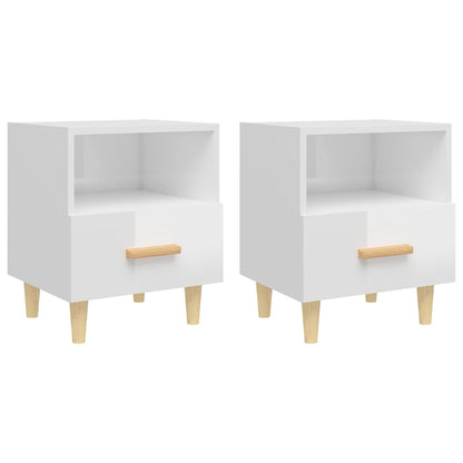 High Gloss White Bedside Cabinets Set, 40x35x47 cm - 2 Pcs